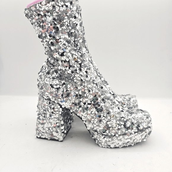 Abound Steffie Silver Sequin Platform Booties Women's Size 6.5 NWOT - Picture 6 of 10